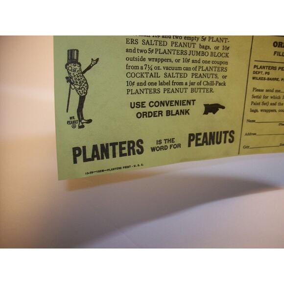 Mr Peanut Vintage Paint Set Planters Paper Sales Flyer 1955 Original Advertising - Picture 3 of 8